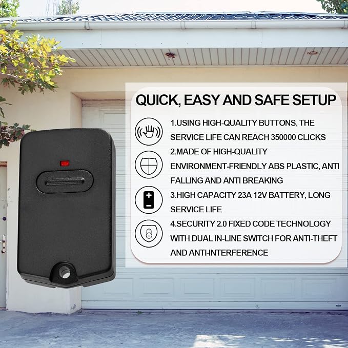 Kingdder 8 Pcs Gate Opener Remote Compatible with Mighty Mule RB741 Gate Control Remote Works Compatible with GTO RB741/FM135 Transmitter Control Single Button Garage Door Controller Replacement