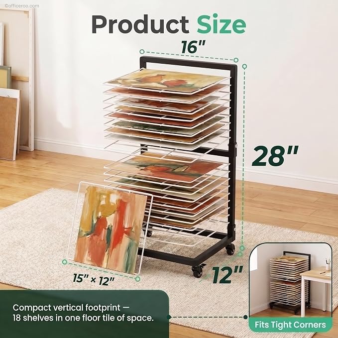 OFFICEROO Art Drying Rack for Classroom (Black/White)