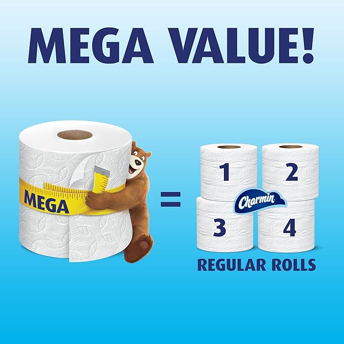 Charmin Ultra Strong Toilet Paper, Mega Roll, 18 Count of 286 Sheets Per Roll