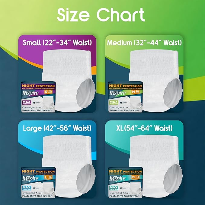 Inspire Adult Diapers Women or Men - MAX Absorbency | Our Most Absorbent and Dry, Incontinence Underwear for Women or Men | Leak Proof Diaper Overnight or Daytime for Heavy