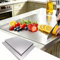 2PCS Large Stainless Steel Cutting Boards with Lip, Kneading Cutting Board Mats, Metal Cutting Board for Meat, Fruits, Vegetables, Bread, Baking, Non Adhesive (19.75" x 15.75", 15.75" x 11.5")