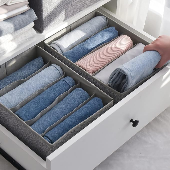 GRANNY SAYS Pants Organizer for Closet, Drawer Organizers for Clothing, Wardrobe Clothes Organizers with Divider, Clothes Organizers and Storage, Jeans, Tshirt, Organizer, Gray, 6-Pack