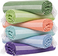 HAVLULAND Turkish Beach Towel Set of 6 Oversized 72x40 100% Turkish Cotton | Soft Hammam Peshtemal, Sand Free, Quick-Dry, Absorbent Bath Towel | Lightweight & Compact for Travel, Pool, Gym, Spa - Summer
