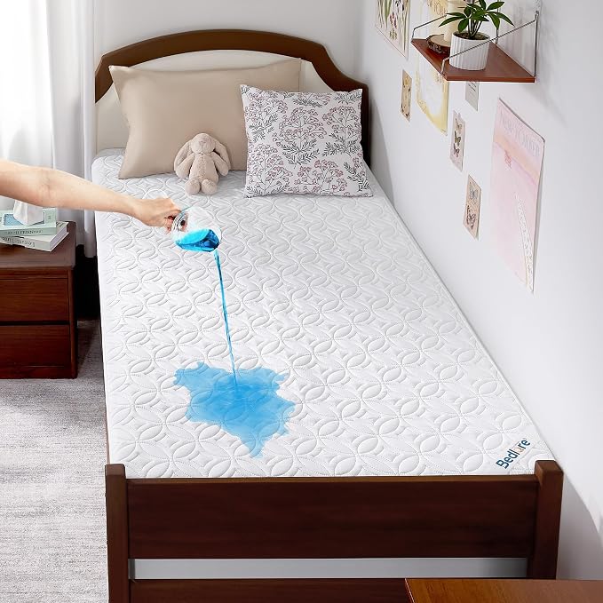 BEDLORE Waterproof Mattress Protector, Twin XL Size Mattress Pad with Deep Pocket 6"-15" Depth, Soft Breathable Bed Mattress Cover for Bedroom, College Dorm (White)