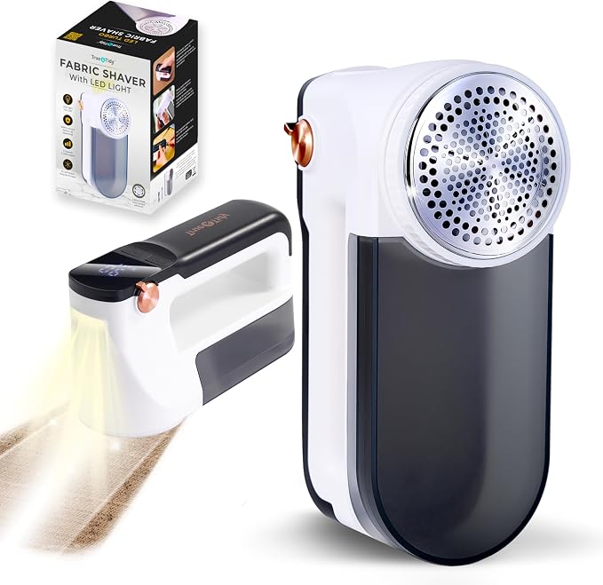 True & Tidy XL Rechargeable Fabric Shaver & Fuzz Remover w/Built-in Light