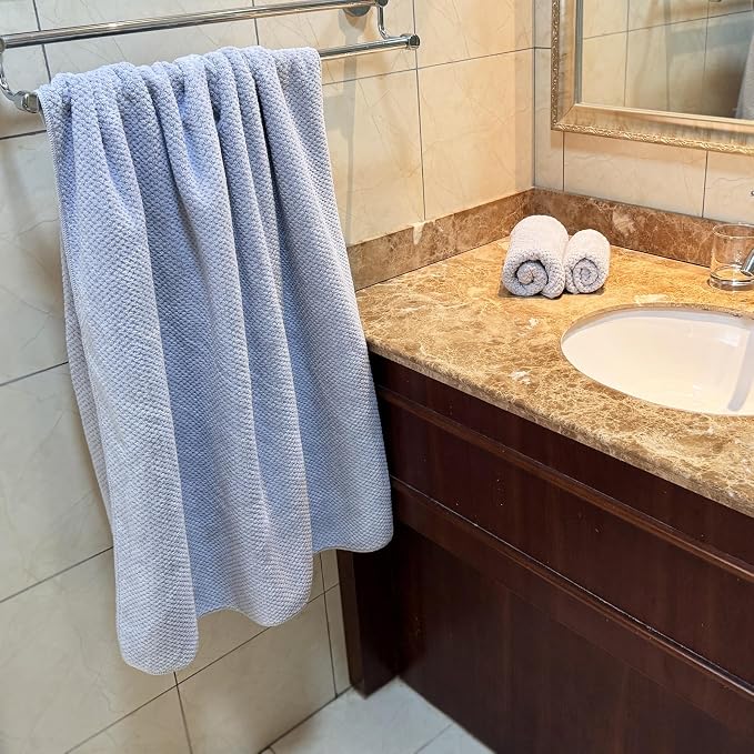 YTYC 39x78 Bath Sheets,Towels for Bathroom,Silver Grey,2-Pieces | Extra Large Bath Towels, Super Soft,Highly absorbent,Hanging Loop,Quick Drying,Light Weight,80% Polyester