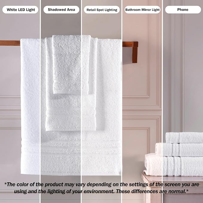 Hawmam Linen White Bath Towels 4 Pack 27 x 54 Inches 100% Turkish Cotton Soft Lightweight and Highly Absorbent Quick Drying Towels, Premium Quality Perfect for Daily Use