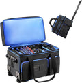 DJ Cable Organizer Bag with Wheels,Soft Gig Bag for DJ Equipment with 9 Detachable Dividers, Medium Padded Soft Storage Case with Multiple Pockets for Microphone, Cord, Headset & Music Accessories