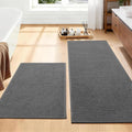 YIHOUSE Dark Gray Bathroom Rugs Sets 2 Piece, Quick Dry Thin Bath Mat, Non Slip Absorbent Machine Washable, Bath Runner Rug for Bathtub Sink Home Decor (17"x24" + 17"x47")