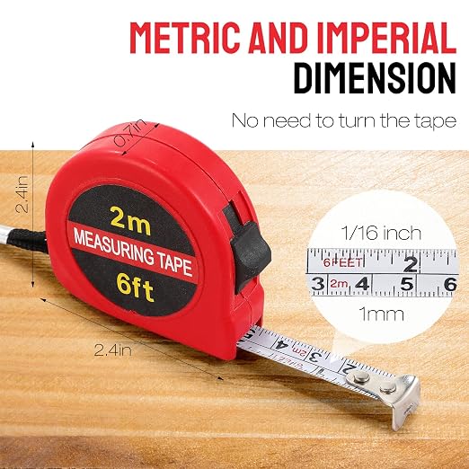 Copkim 50 Pcs 6 FT Mini Tape Measure Retractable Bulk Small Measuring Tape Pocket Size Measurement Tool for Operation Christmas Items Party Favor Gifts Stuffers for Men(Red)