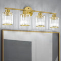 Crystal Bathroom Light Fixtures, Bathroom Lighting Fixtures Over Mirror, Modern 4-Light Gold Vanity Lights for Mirror, Restroom, Kitchen(Ceramic E26 Socket,Bulbs Not Include)