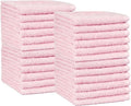 Amazon Basics Highly Absorbent, Fast Drying 100% Cotton Washcloths for Bathroom and Face, 12 x 12 inches, Petal Pink, 24-Pack