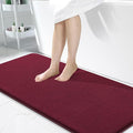 OLANLY Memory Foam Bathroom Runner Rugs 47x24, Absorbent Long Mat, Burgundy | Soft Quick Dry Bath Mat Rugs, Non-Slip, Machine Washable Mat for Bathroom Floor, Tub and Shower, Home Decor Accessories