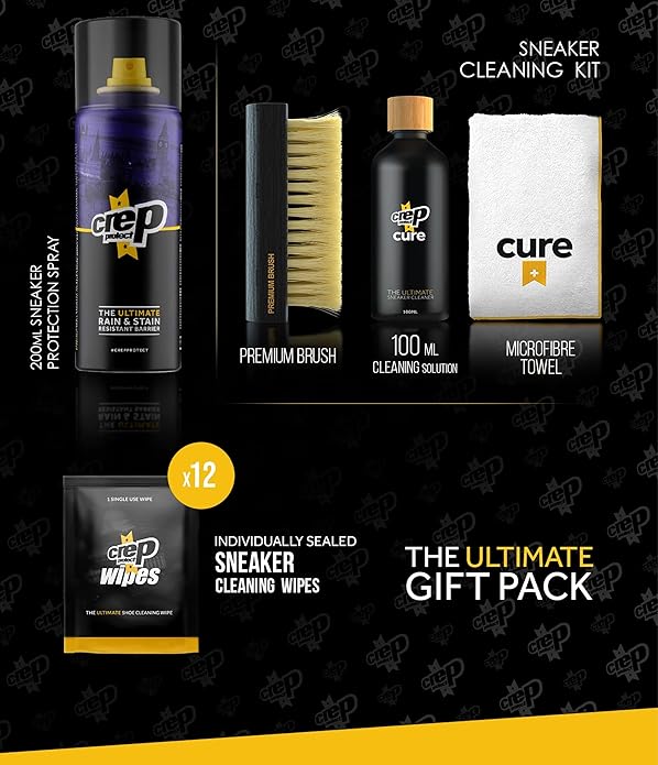 Crep Protect Shoe Protector Spray Gift Set - Waterproof Shoe Spray & Sneaker Cleaner Kit, White Shoe Cleaner, Sneaker Wipes, Premium Brush & Microfiber Cloth