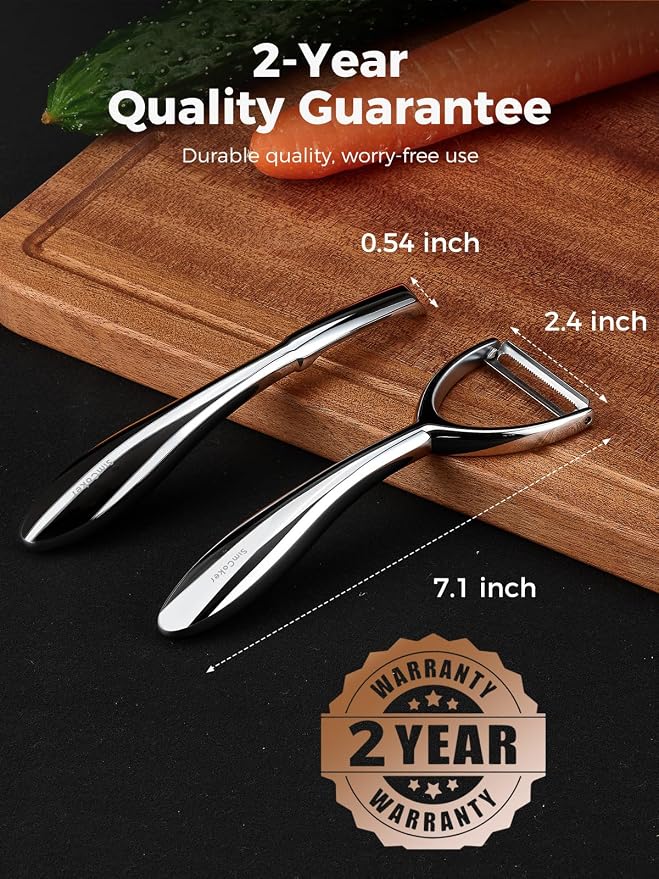 Premium 304 Stainless Steel Peeler Set – Ultra Sharp Y & I Peelers with Ergonomic Non-Slip Handle, Multifunctional Kitchen Fruit and Vegetable Peeler, Dishwasher Safe