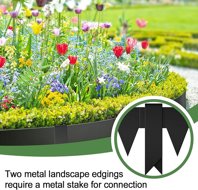 33FT Galvanized Steel Landscape Edging 10 Pack, 40" x 4.5" Metal Garden Edging with 11PCS Steel Stakes & Gloves, Metal Garden Border for Yard, Tree Rings, Pathway, Divider