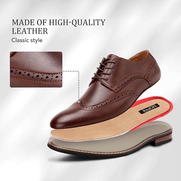 Mens Classic Cap Toe Dress Shoes Oxford for Office | Polished PU Outer Shell,Ventilated Comfortable Latex Insole. Formal Footwear Suited for Office Engagements ,Outings,Weddings