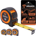 Wrango Tools Tape Measure 16 FT - Measuring Tape Retractable - Oversized & Double-Sided Print - Blade Lock, Finger Brake - High Performance Nylon Coating, 10' Stand-Out - 13' Reach / 1-1/16" Blade