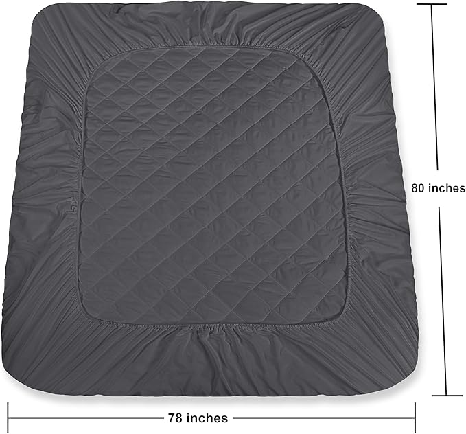Quilted Fitted Mattress Pad, King Mattress Protector Topper with Deep Pocket Stretches up to 16 Inches, Machine Washable Mattress Cover by Utopia Bedding (Grey)