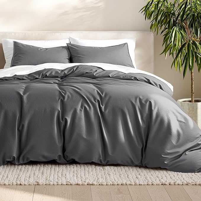 Bare Home Bedding Duvet Cover Oversized Queen Size - Premium 1800 Super Soft Collection - Lightweight, Cooling Duvet Cover - Soft Breathable Bedding (Oversized Queen, Grey)