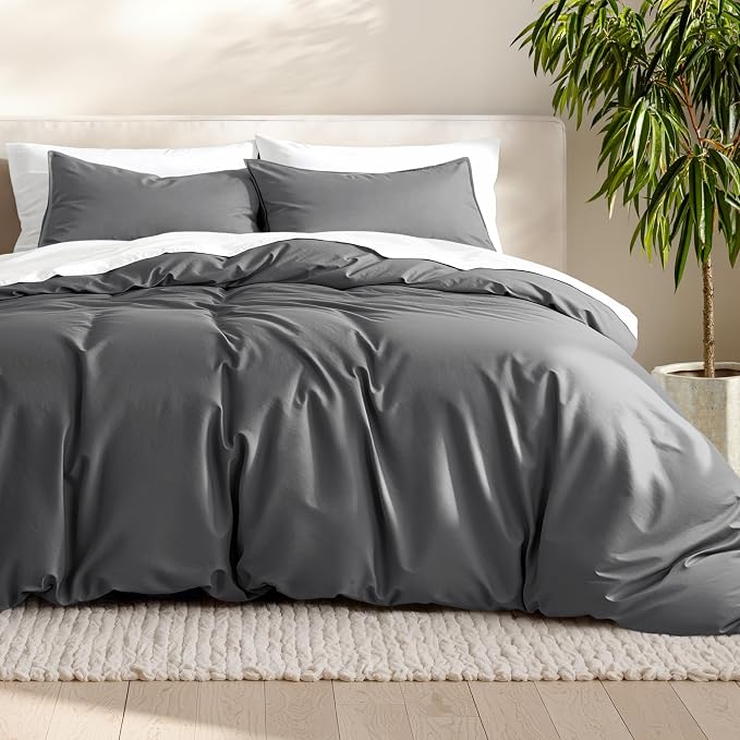 Bare Home Bedding Duvet Cover King Size - Premium 1800 Super Soft Collection - Lightweight, Cooling - Soft Breathable Bedding Duvet Cover (King, Grey)