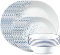 Corelle Vitrelle 18-Piece Service for 6 Dinnerware Set Triple Layer Glass and Chip Resistant, Lightweight Round Plates and Bowls Set, Indigo Speckle