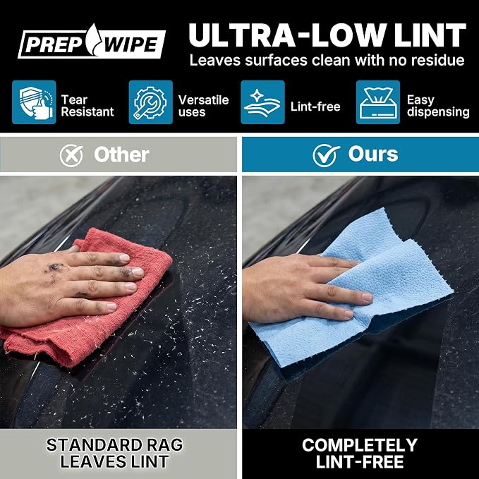 Lauco Prep Wipe Lint-Free Towels – Heavy Duty Nonwoven Cleaning Cloths for Automotive, Industrial & Household Use, Disposable Shop Rags, 300 Pack, 9 x 17 Inch Blue