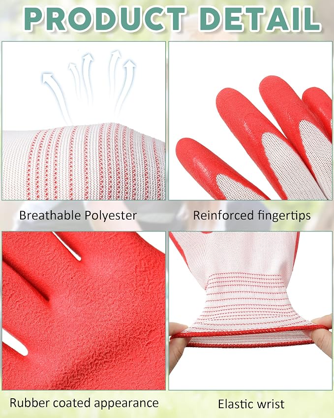 Potchen 32 Pairs Garden Gloves for Women Ladies' Gardening Gloves Bulk Breathable Rubber Coated for Yard Garden Protective Work Tools Universal One Size Outdoor Indoor Protective Work with Grip
