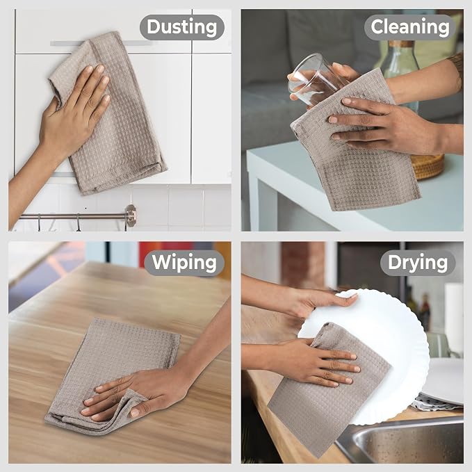 Urban Villa Kitchen Towels Cotton Dish Towels 20”x30” (Set of 6) Tan