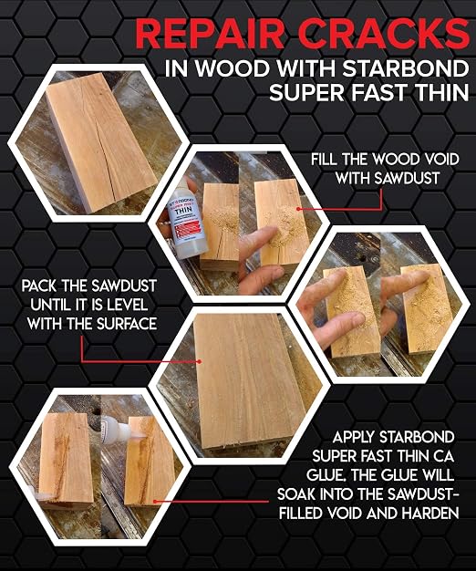 Starbond Super Fast Thin CA Glue Complete Refill Kit (16 oz) – Cyanoacrylate Super Glue with Extra Bottles, Caps, Microtips & Yorker Spout for Cracks, Joints, Woodworking, Woodturning & Model Building