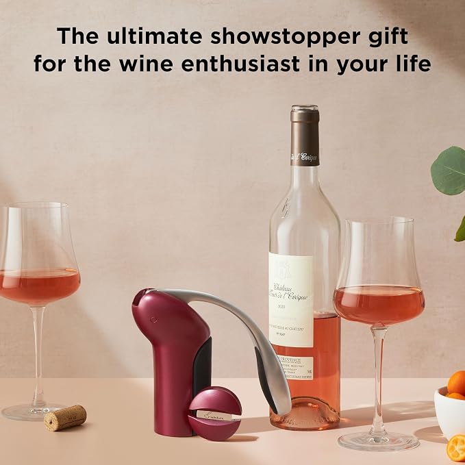 Rabbit Vertical Corkscrew Wine Opener with One-Pull Design, Foil Cutter Included, Easy to Use Manual Lever, Durable Stainless Steel Spiral, Merlot
