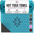 Clever Yoga Hot Yoga Mat Towel – Non-Slip Grip for Hot Yoga, Sweat Absorbent, Honeycomb Silicone Grip, Stays Flat – Ideal for Pilates, Travel, Washable & Lightweight - Turquoise