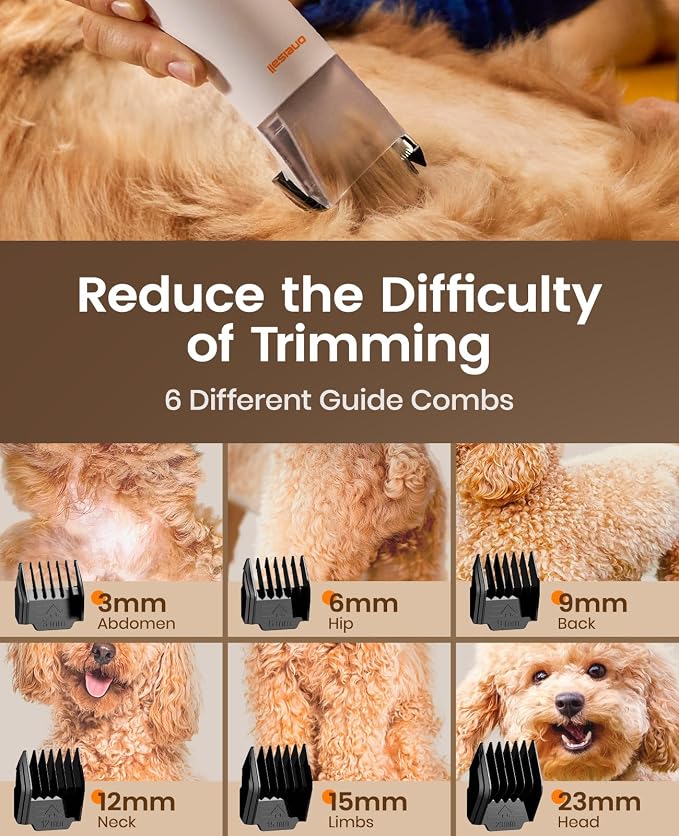 oneisall Dog Grooming Vacuum - 15000Pa Suction, Captures 99% Pet Hair to Reduce Shedding, Dog Grooming Clippers & Quiet Brush (≤59dB) with 4 Accessories, 2L Dust Canister for Home Cleaning（Orange）