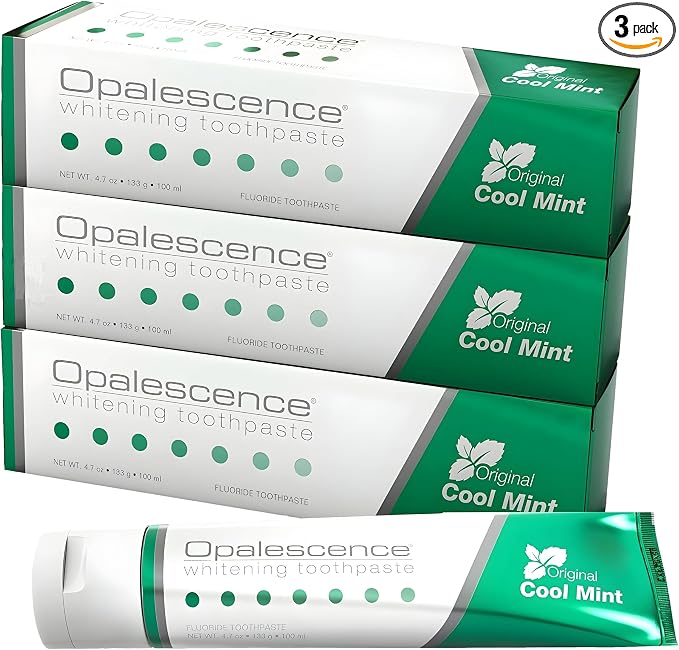 Opalescence Whitening Toothpaste Original 4.7oz - Mint - 3 Pack - 5166-3 | Dentist-Developed Oral Care Whitening Fluoride Toothpaste for Daily Use, Surface Stain Removal & Helps Strengthen Enamel