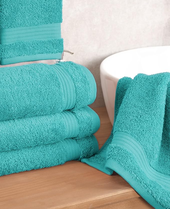 Cotton Paradise 100% Cotton Turkish Hand Towels, 4 Piece, Turquoise Blue