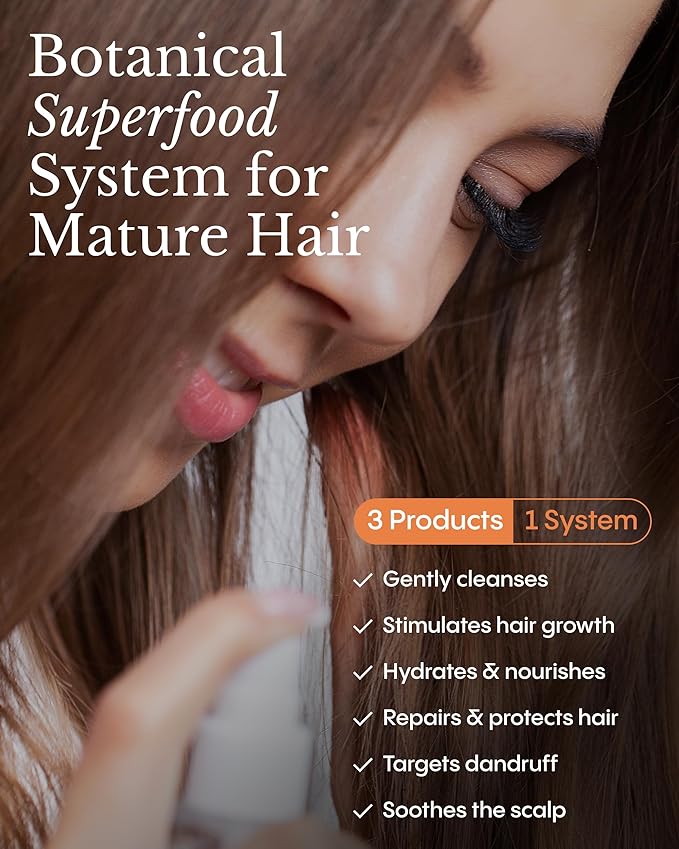 Frøya Organics The Complete System For Mature Hair & Scalp | Scalp Balance and Fuller Looking Hair | Rosemary Pumpkin Seed Turmeric Calendula | Botanical Formula | 60 Day Supply