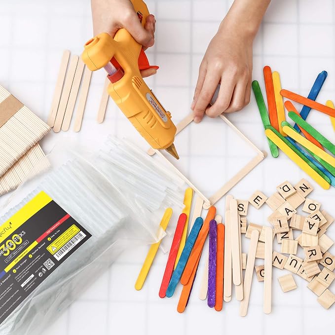 Magicfly Mini Hot Glue Gun Sticks, Huge Pack of 300, 4" Long and 0.27" Diameter Hot Melt Glue Sticks, Compatible with Most Glue Guns, Perfect for DIY Craft Projects and Sealing