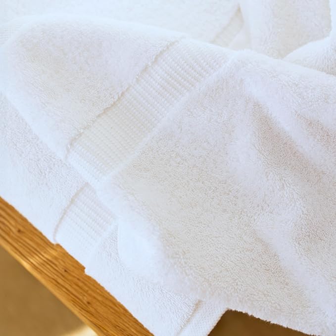 SALBAKOS 6-Piece 100% Turkish Cotton Hand Towels, 16x30 inch, White | Large Size Thick Super Soft Highly Absorbent, Versatile Hair Face & Hand Drying Towel, Premium Hotel Quality Made in Turkey