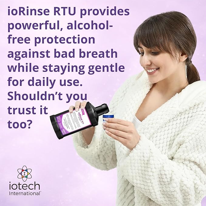 ioRinse RTU Halitosis Mouthwash for Fresh Breath, Dentists' Top Choice, Alcohol Free & Fluoride Free Molecular Iodine Oral Rinse, Soft Mint, Professional Clean Mouth Wash, RTU Mouthwash 33.8 oz