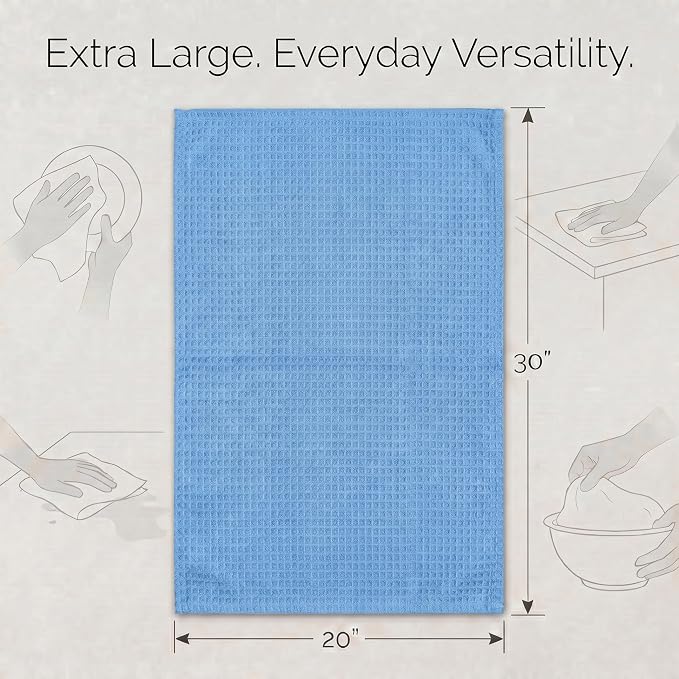 Urban Villa Kitchen Towels Cotton Dish Towels 20”x30” (Set of 6) Sky Blue