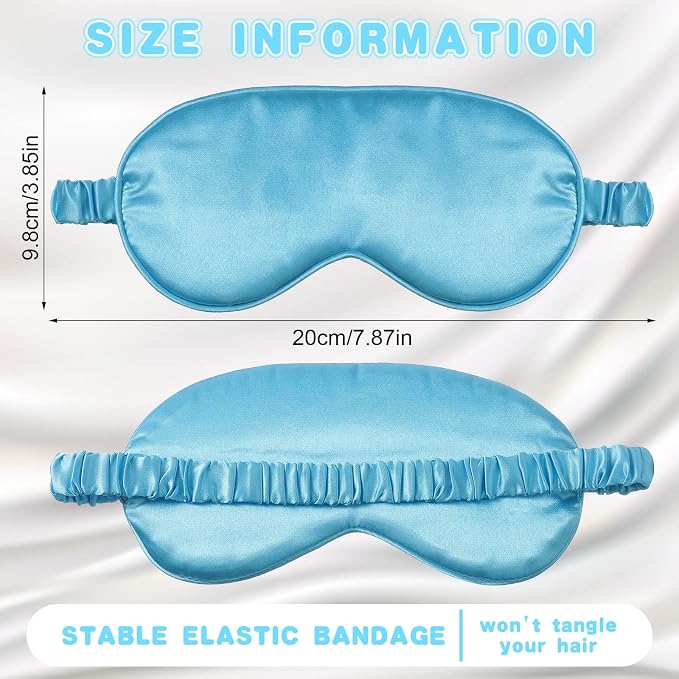 Coume 16 Pieces Silk Sleep Mask Eye Coverings for Sleeping Smooth Soft Eye Covers Mask About 20 x 9.2 cm/ 7.87 x 3.62 Inch