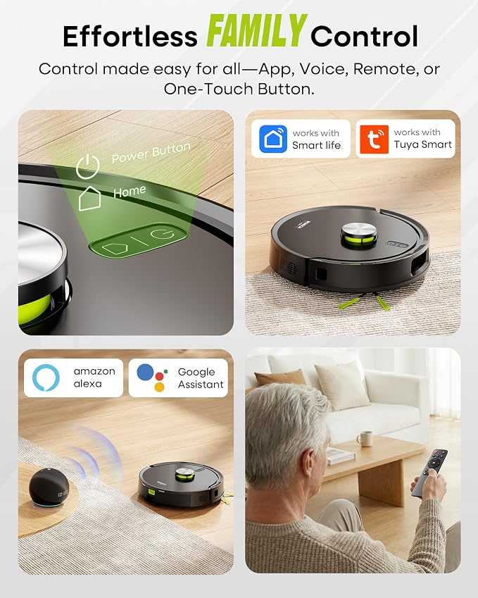 MONSGA Robot Vacuum and Mop Combo, 90 Days Self-Emptying with 8000Pa Suction, LiDAR Smart Mapping, Dual Anti-Tangle for Pet Hair, Carpet and Hard Floor