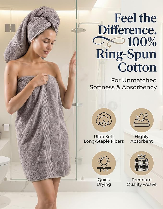 LANE LINEN Bath Towel Set 100% Cotton 24 Piece Soft Absorbent - Platinum | Cotton Towel Set - Densely Woven & Soft, Easy-Care, Coordinated Colors, OEKO-TEX Certified, Ring-Spun Durability