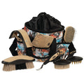 Weaver Equine Horse Grooming Kit, 7-Piece Horse Brush Set with Organizer Tote Bag, Hoof Pick, Comb, Sweat Scraper, Equine Tools for Daily Grooming, Bucking Bronc