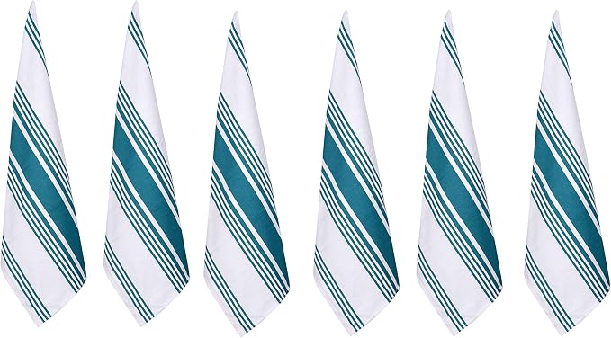 Urban Villa Easter Kitchen Towels 100% Cotton Dish Towels for Kitchen (Set of 6)20”x30” Dish Cloths Highly Absorbent Kitchen Linen Set with Hanging Loop Perfect for Drying Dishes Cleaning Towels-Teal
