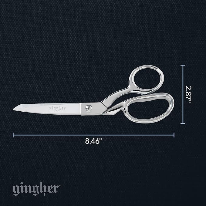 Gingher 8" Professional Dressmaker Scissors for Fabric Cutting, Razor-Sharp Knife-Edge Blades, Precise Cuts for Sewing & Quilting, Heavy-Duty Forged Steel with Protective Sheath, Made In Italy