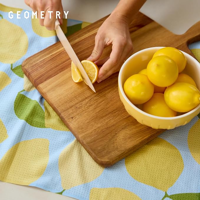 GEOMETRY Spring Kitchen Towels - Quick Dry Microfiber Cloth Spring & Summer Dish Towels for Kitchen Drying - Premium Quick Dry Towel - Lemon Delight, 18" x 30" - 1-Pack