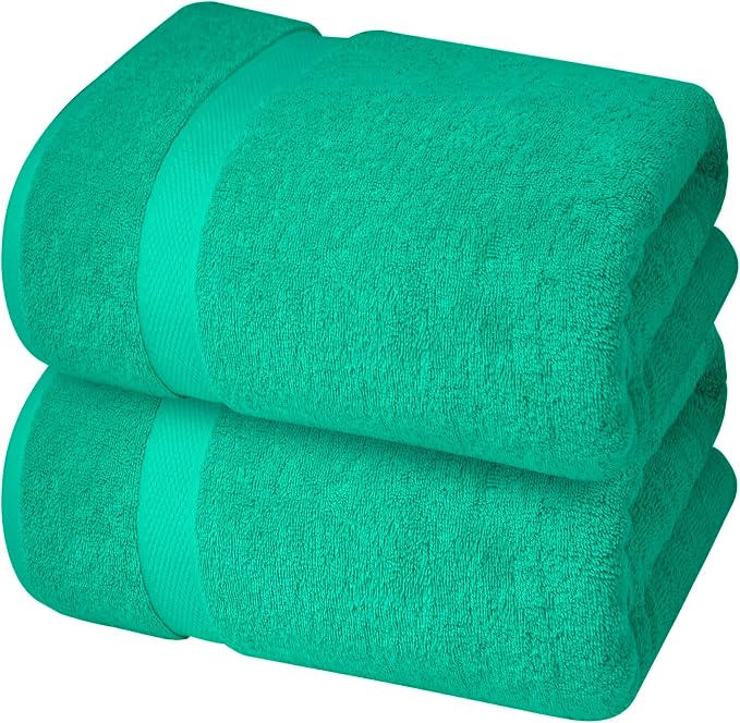 Infinitee Xclusives Jumbo Bath Sheets Towels for Adults – 600 GSM (35X70 Inches)– 100% Ring Spun Cotton Soft and Absorbent Large Bath Towels for Bathroom (Vivid Green)
