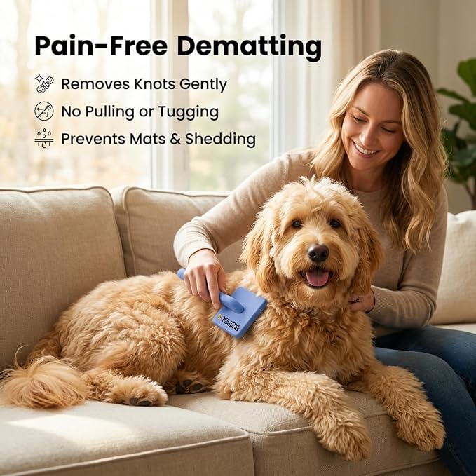 We Love Doodles Large Slicker Brush & Lavender Detangler Spray Pack - for Long-Haired Dogs, Dog Leave-In Conditioner for Reducing Mats, Knots & Tangles, Dematting & Conditioning Kit, 16 oz