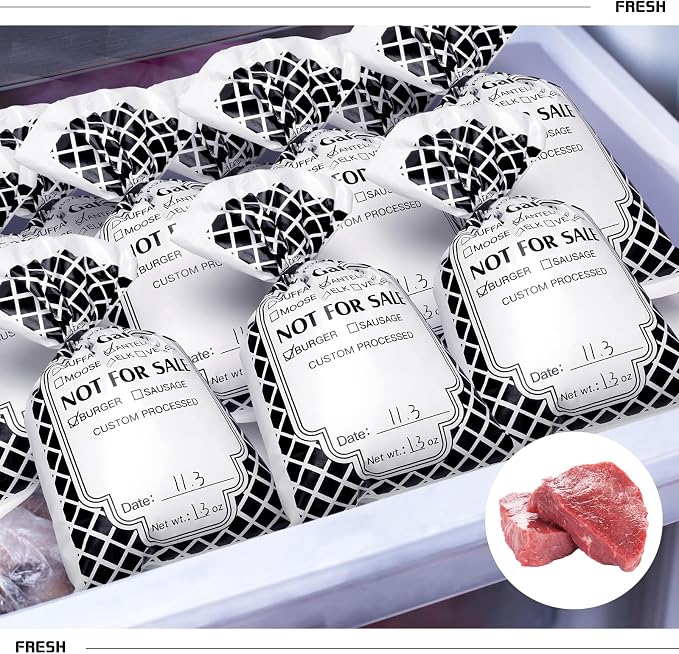 Gilprop 1500 Pack Wild Game Meat Bags Pack for Freezer 1 lb 8.03 x 4.41 Inch Ground Meat Freezer Packing Bags Bulk Venison Beef Processing Storage with Twist Ties for Outdoor